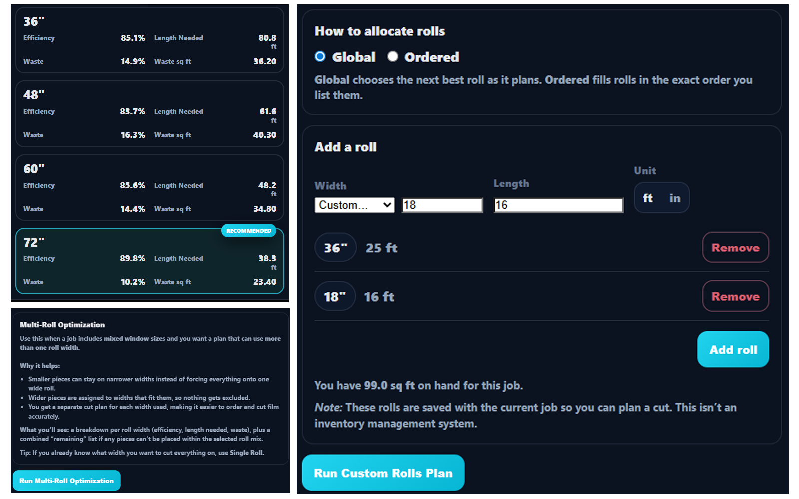 Add custom roll widths and choose allocation strategy